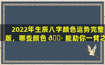 2022年生辰八字颜色运势完整版，哪些颜色 🕷 能助你一臂之力